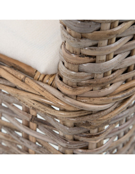 Chaise en rotin naturel avec poignée et coussin