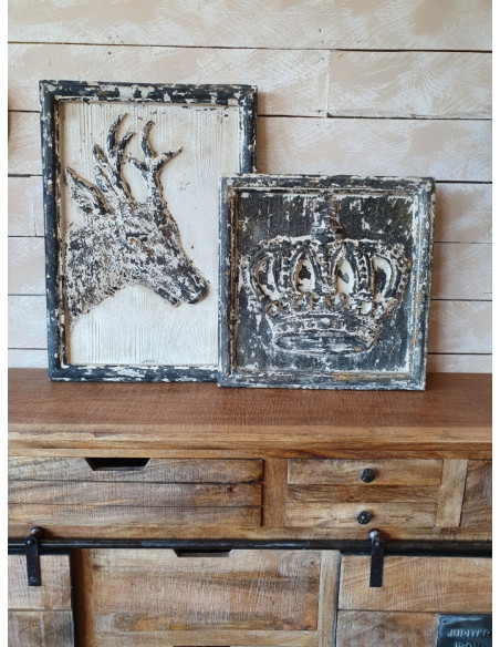 Déco murale couronne à la patine antique 50cm