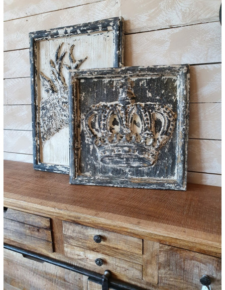 Déco murale couronne à la patine antique 50cm