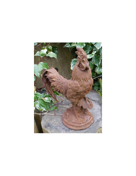 Coq déco en fonte rouillé