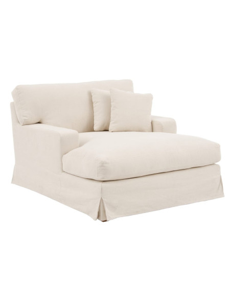 Méridienne en tissu beige avec coussins