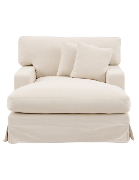 Méridienne en tissu beige avec coussins