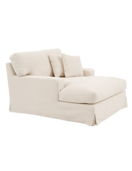 Méridienne en tissu beige avec coussins