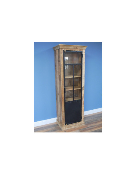 Vitrine haute industrielle avec porte en métal