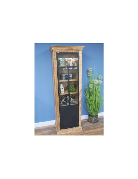 Vitrine haute industrielle avec porte en métal