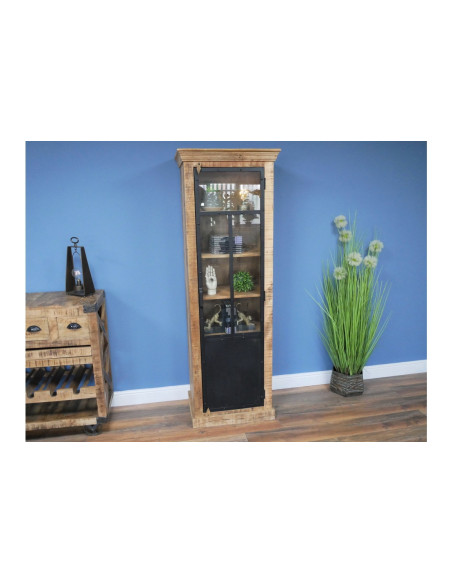 Vitrine haute industrielle avec porte en métal