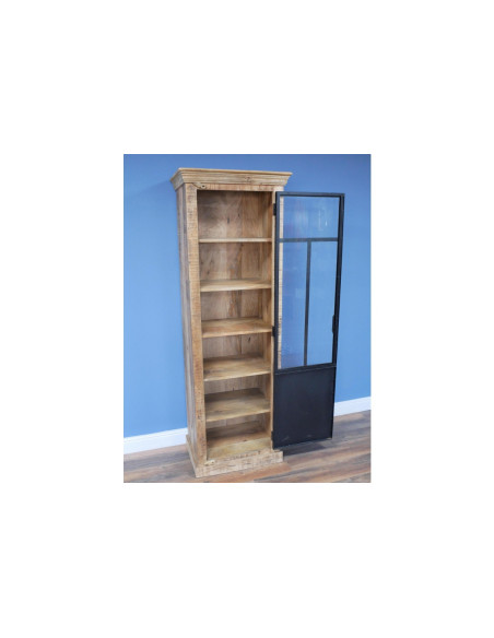 Vitrine haute industrielle avec porte en métal