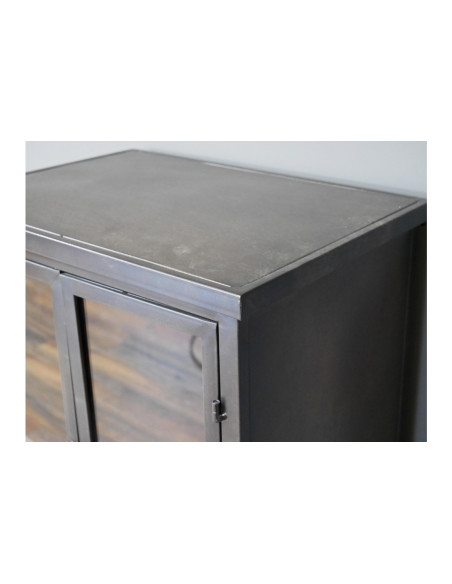 Vitrine métallique sur roulettes avec 3 tiroirs