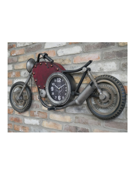 Grande déco murale moto ancienne avec horloge intégrée 120 cm
