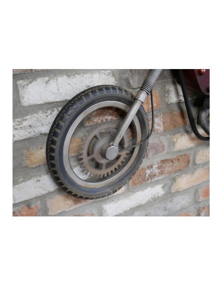 Grande déco murale moto ancienne avec horloge intégrée 120 cm