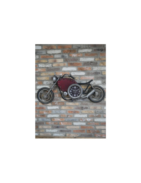 Grande déco murale moto ancienne avec horloge intégrée 120 cm