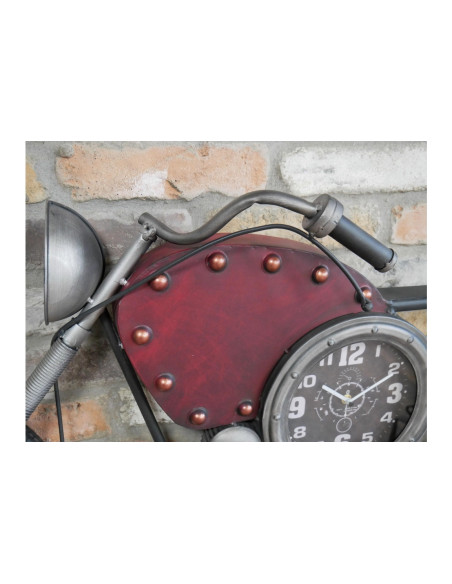 Grande déco murale moto ancienne avec horloge intégrée 120 cm