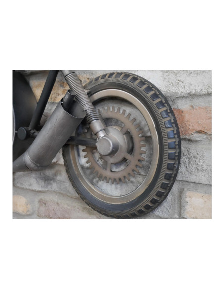 Grande déco murale moto ancienne avec horloge intégrée 120 cm