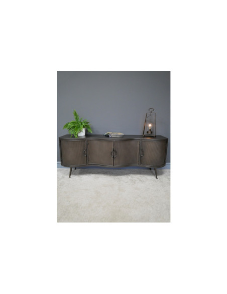 Buffet bas rétro métallique avec portes ondulées
