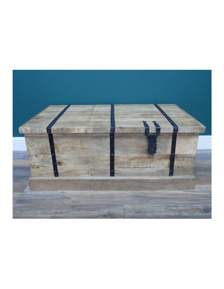 Table basse coffre bar à vin en bois massif