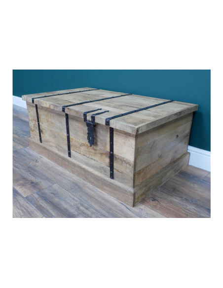 Table basse coffre bar à vin en bois massif