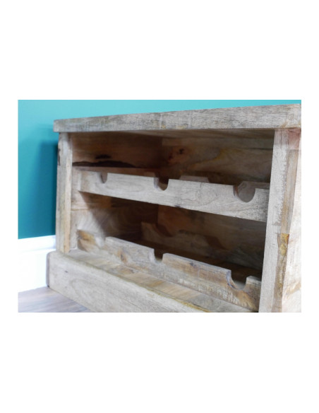 Table basse coffre bar à vin en bois massif
