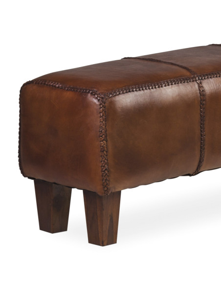 Banquette pied de lit en cuir marron