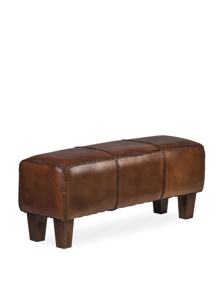 Banquette pied de lit en cuir marron