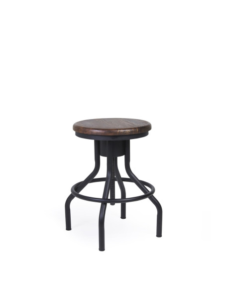 Tabouret rond en bois massif réglable