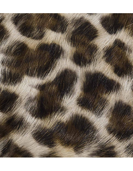 Tabouret pliant en teck et peau de Léopard