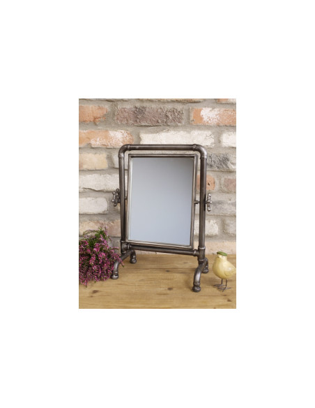 Petit miroir chevalet en métal indus