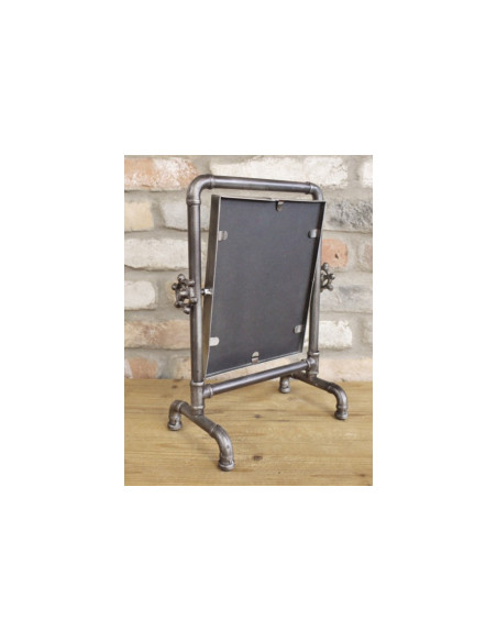 Petit miroir chevalet en métal indus