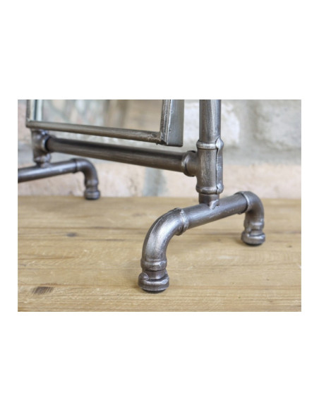 Petit miroir chevalet en métal indus