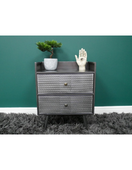 Chevet en métal gris avec double tiroirs