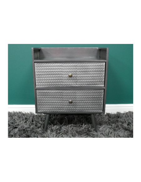 Chevet en métal gris avec double tiroirs