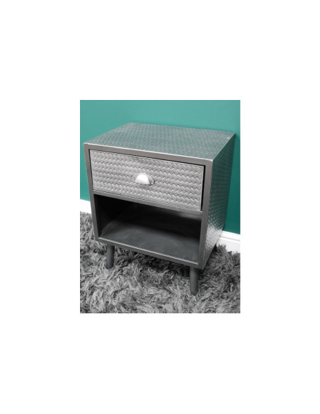 Chevet en métal gris avec rangements
