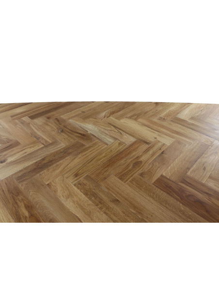 Table de repas plateau en chêne style parquet de chevron