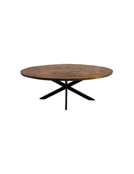 Grande table de repas ovale en manguier massif piètement étoile 220 cm