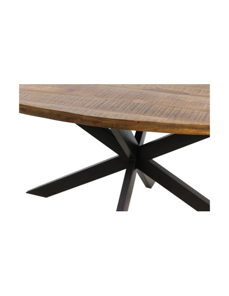 Grande table de repas ovale en manguier massif piètement étoile 220 cm