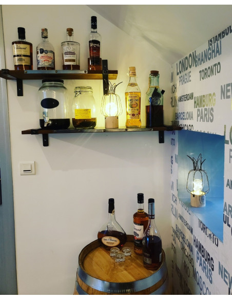 Lot de 2 étagères murales en bois et métal gris