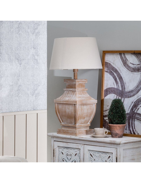 Lampe à poser effet antique avec abat-jour rond