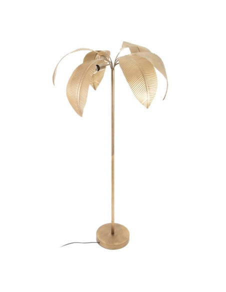 Lampe sur pied métallique dorée avec feuillage