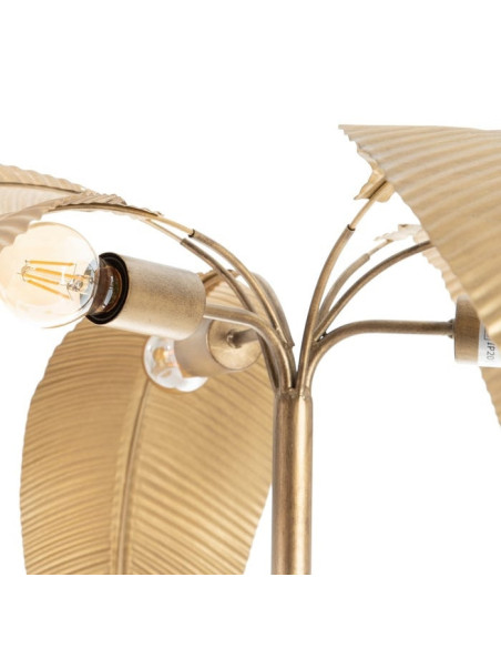 Lampe sur pied métallique dorée avec feuillage
