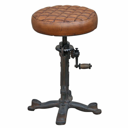 Tabouret vintage à manivelle en cuir Tabouret vintage à manivelle en cuir