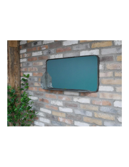 Miroir en métal brossé avec étagère