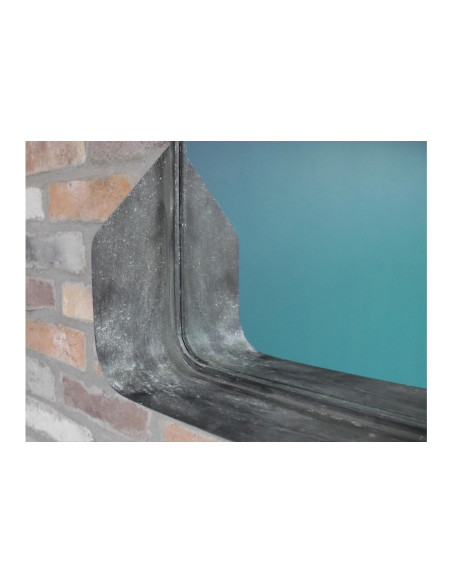 Miroir en métal brossé avec étagère