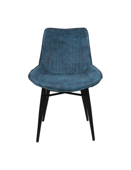 Chaise de repas vintage en tissu bleu Denver