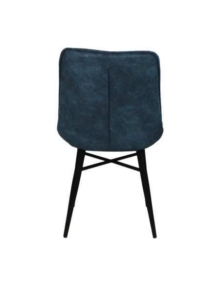 Chaise de repas vintage en tissu bleu Denver