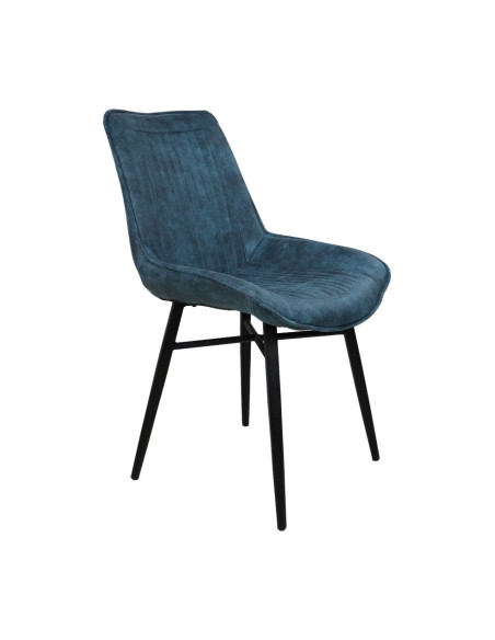 Chaise de repas vintage en tissu bleu Denver