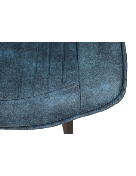 Chaise de repas vintage en tissu bleu Denver