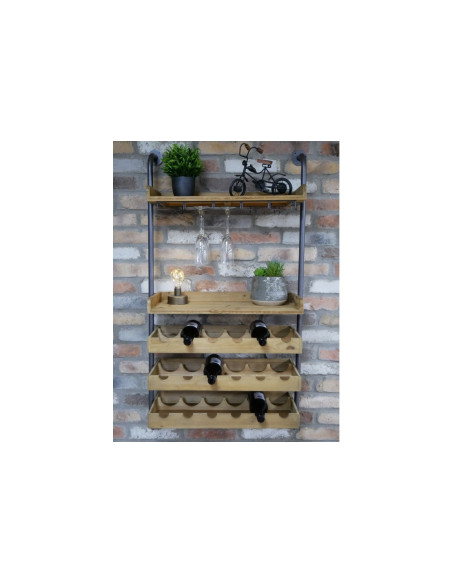Etagère murale support à verres et bouteilles de vin