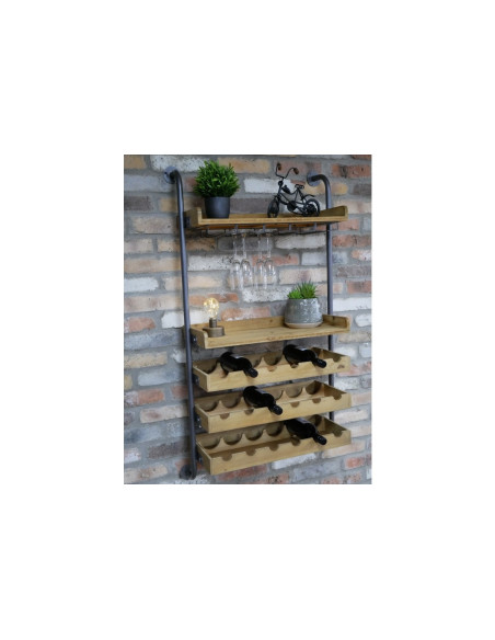 Etagère murale support à verres et bouteilles de vin