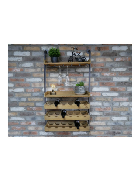 Etagère murale support à verres et bouteilles de vin