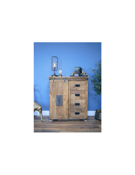 Meuble de rangement avec porte coulissante et tiroirs