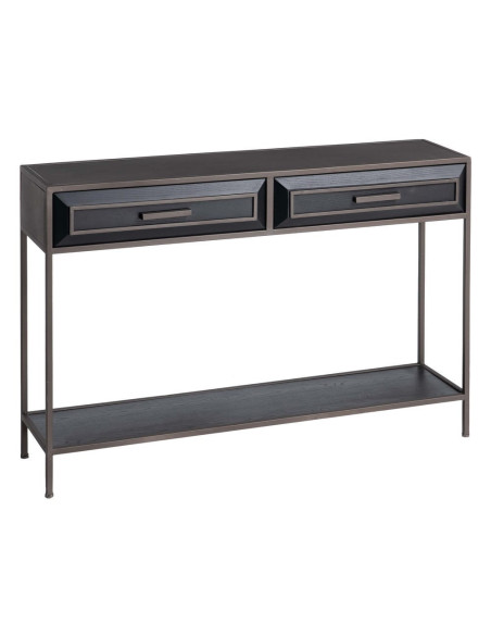Console en bois et métal 2 tiroirs